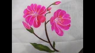 Lewisia Cotyledon painting on fabric