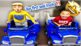 Trucking with Blaze and Cruz| Semi Truck and Trailer ride on | Kids Trax | Unboxing