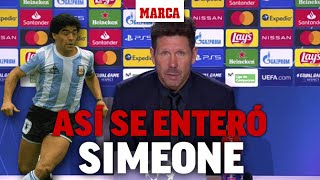 Así se enteró Simeone de la muerte de Maradona: "Me llamaron..." I MARCA