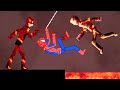 Spider-Man and Flash vs Ironman on Lava in People Playground