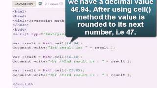 JAVASCRIPT Tutoriral : Javascript math ceil method
