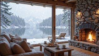 Cozy Winter Cabin ❄️ Soothing Piano Music, Gentle Snowfall and Crackling Fireplace for Sleep