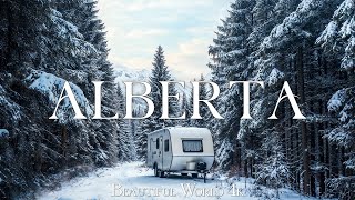 Alberta 4K - Snowy Peaks and Frozen Lakes Showcasing Winter Serenity - Meditation Relaxing Music