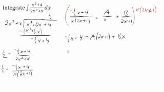 Integral using long division and partial fractions
