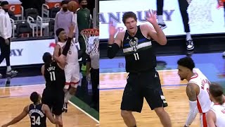 Brook Lopez got scared after getting dunked on by KJ Martin🤣