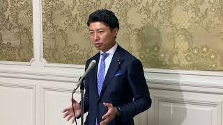 2024年11月27日　青柳議運筆頭理事　調査研究広報滞在費に関する協議会後ぶら下がり