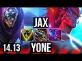 JAX vs YONE (TOP) | 11/1/4, Legendary, 700+ games | VN Grandmaster | 14.13