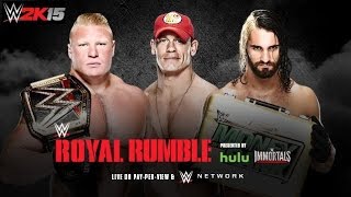 WWE Royal Rumble 2015 Brock Lesnar vs John Cena vs Seth Rollins Full Match GAMEPLAY WWE 2K15 (PS4)