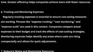 Cost Reduction and Expense Efficiency: Basic Business English