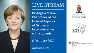 Dr Angela Merkel, Chancellor of the Federal Republic of Germany, in conversation with students.