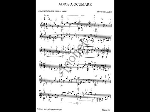 Adios A Ocumare Classical Guitar Youtube