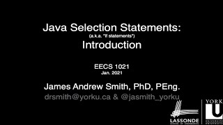 Class: Selection Statements in Java -- Introduction