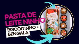 BISCOITINHO + BENGALA DE NATAL EM PASTA DE LEITE NINHO - KIT NATAL PERSONALIZADO