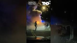 Virginia Police rescue man from burning car 🔥 🚗#shorts