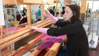 Hand weaving at Liz Christy's studio