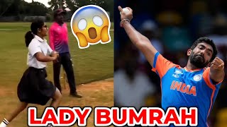 A young girl is BOWLING like Jasprit Bumrah | Lady girl jasprit bumrah bowling action