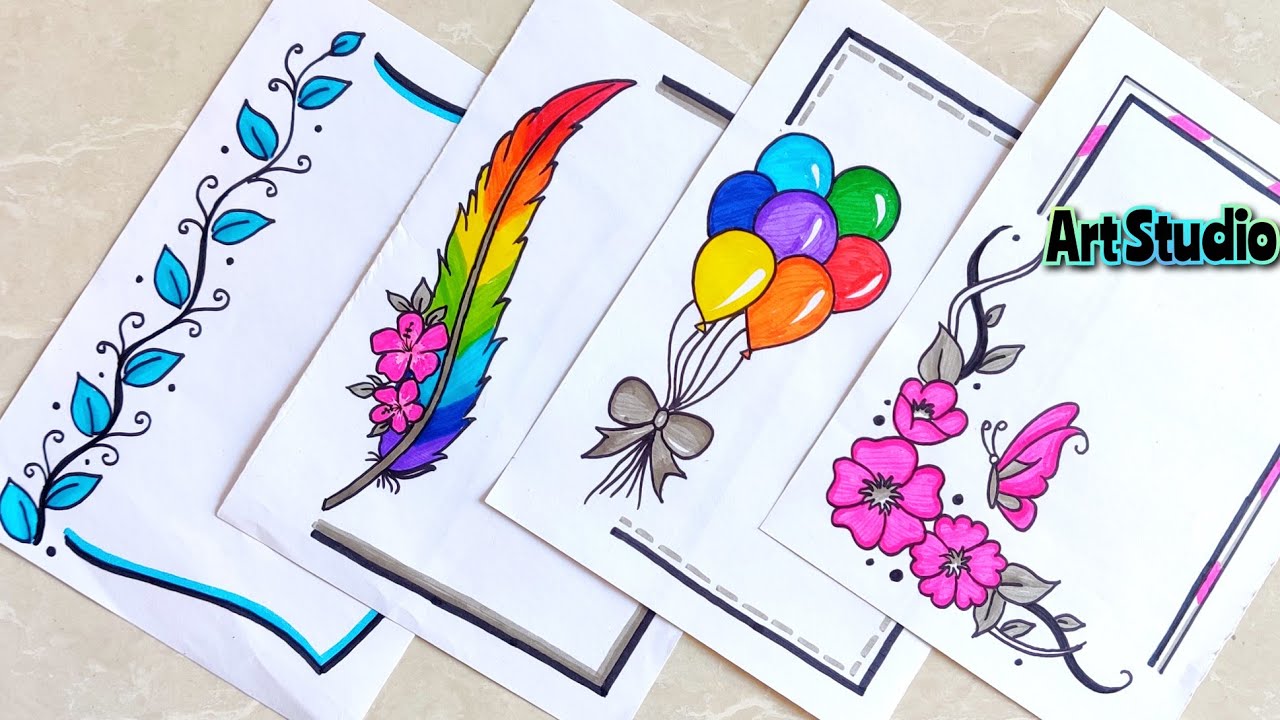 4 Beautiful Border Designs Project Work Designs Title Page Book Project