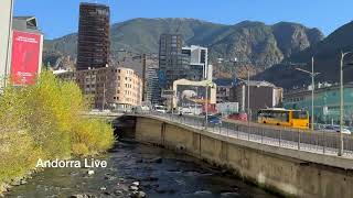 🇦🇩 WALKING TOUR along the RIVER in the DOWNTOWN of ANDORRA, ANDORRA LA VELLA