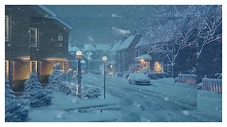 Winter White Noise: Snowfall \u0026 Fireplace Sounds for Focus \u0026 Relaxation | ASMR Ambience