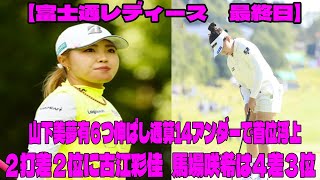 【女子ゴルフ】山下美夢有６つ伸ばし通算14アンダーで首位浮上、２打差２位に古江彩佳   馬場咲希は４差３位【富士通レディース　最終日】