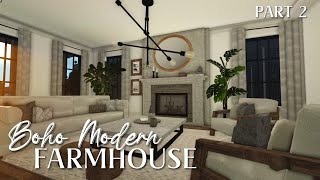 BLOXBURG: Boho Modern Farmhouse | Collab with  @Look_io_kas   Speedbuild | Interior Part 2