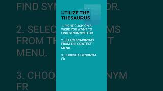 Word Tip 20 Utilize The Thesaurus Worddoc Worddocument