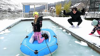 QUI  SURVIVRA à la PISCINE GELÉE