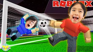 GOAAAAAL! Let's Play Roblox Super Striker League with Ryan and Daddy