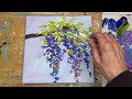 acrylic painting wisteria flowers palette knife painting