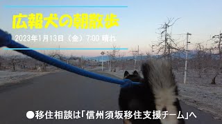 「便利な田舎コンビニエンスザカ」広報犬の朝散歩〈長野県須坂市への移住相談は信州須坂移住支援チームへ〉