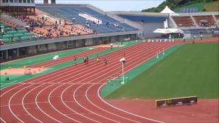 男子3年100m予選2組、1着：山内俊輝（中萩中）11秒45　～第69回愛媛県中学校総合体育大会・陸上～