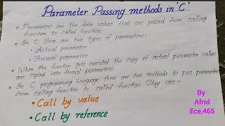 Parameter passing methods in C: Call by Value,Call by reference