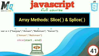 javascript Array Methods Slice(); & Splice(); || in Urdu Hindi