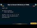How to Convert Dictionary to YAML