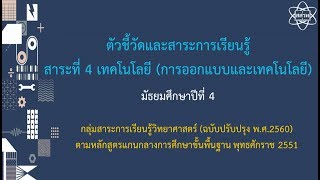 หลักสูตรการออกแบบและเทคโนโลยี ตอน ตัวชี้วัดและสาระการเรียนรู้ ชั้น ม.4