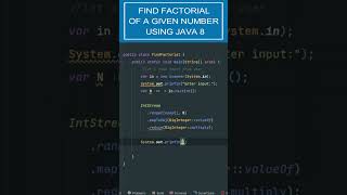 🤩Secret of Efficiently Calculate The Factorial in Java 8 | #java #stream #coding #reels #factorial