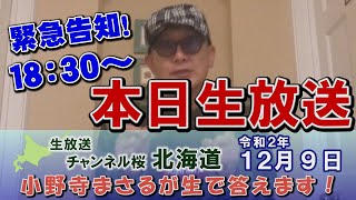 【緊急告知】「小野寺まさるが生で答えます！」１２月９日夜６時３０分～お楽しみに！