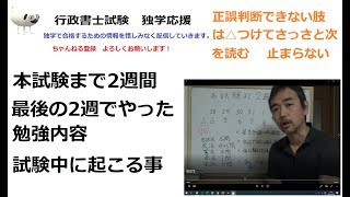 行政書士試験　直前2週間でやったこと　本試験で想定しておくこと。