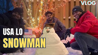 Making a Snowman for the First Time in the USA ❄️⛄️ | Kent State University | Telugu Vlogs