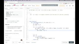 Live Coding Leetcode 845: Longest Mountain in Array - Optimized Solution - Python