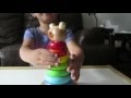 WOODEN BEAR WOBBLE BUILDING BLOCK RAINBOW PUZZLE STACKER RING TOY