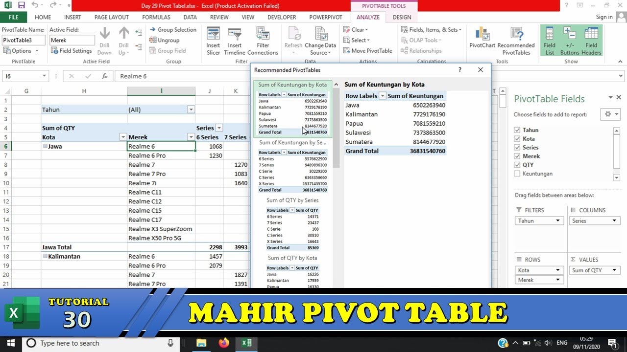 Pivot Table Excel Tutorial Indonesia Cabinets Matttroy