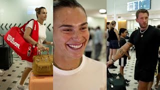 Aryna Sabalenka arrives in Brisbane Australia with Team and boyfriend Georgios Frangulis - Dec 2024