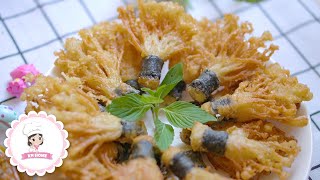 😋 Crunchy deep fried Enoki mushrooms TIKTOK FOOD recipe | KN Home 7