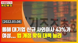 올해 대기업 신규 사외이사 43%가 여성… 법 개정 맞춰 대폭 늘려 (20220308)