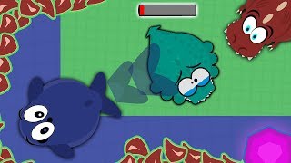 MOPE.IO BLUE WHALE KILLS SEA MONSTER ON LAND | OP T-REX DOMINATION IN MOPE.IO