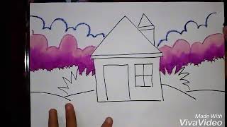 Cara Gradasi Warna Menggunakan Oil Pastel Drawing Waterfall