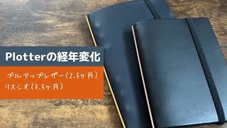 【経年変化】plotterレザーバインダー2冊の経年変化｜リスシオ・プルアップレザー