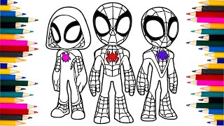 Spider-man Coloring Pages by Pencils - 3 Versions of Spiderman - The Spider-Verse - How to Draw