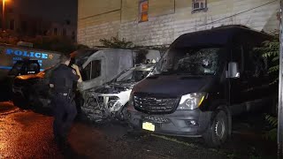 8 police vehicles set on fire in Brooklyn